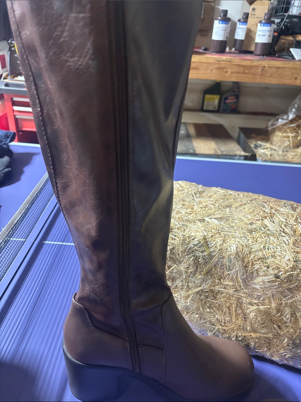 Soda Tall Brown Block Heel Riding Boots